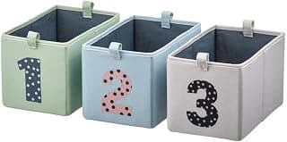 Ikea BARNDRÖM Box, set of 3, green blue/beige, 17x27x17 cm (6 ¾x10 ¾x6 ¾)