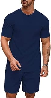 SMOWKLY Men's Premium Cotton Blend Pyjama Set | Stylish Round Neck T-Shirt and Shorts | Casual Night Suit Wear Set for Man | Summer Co-ords Set with Shorts | Comfortable Nightwear & Loungewear