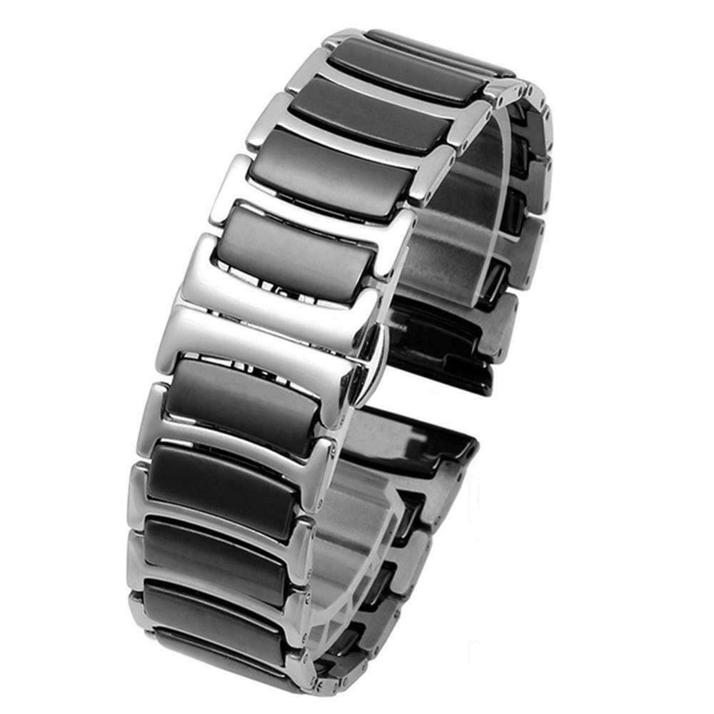 Oboe 20mm Universal Ceramic Smart Watch Band Butterfly Buckle Strap for Amazfit Bip S/GTR 4mm / GTS/Samsung Galaxy Watch 42mm/ Active/Samsung Gear S2 / Huawei Watch 2 / Garmin Vivoactive 3 (Black)