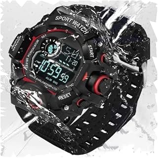 SELLORIA Digital Watch Shockproof Multi-Functional Automatic Black Color Strap Waterproof Digital Sports Watch for Mens Kids Watch for Boys RED