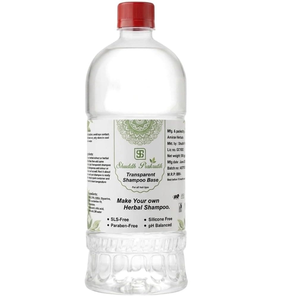 Shuddh Prakrutik Transparent Shampoo Base (Herbal Shampoo Base) | Paraben Free | Sls Free | Gmo Free | Diy Your Own Haircare (TRANSPARENT)
