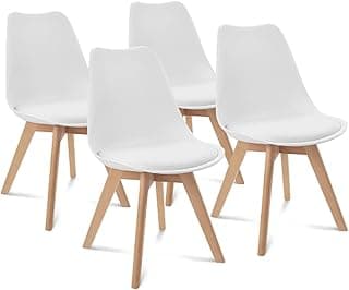 Set of 4 Modern Style Mid Century Modern Dinning Room Cafe Hotel Office Wooden Legs Chair (White Fully Wooden Legs)