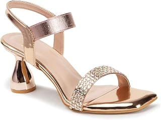 Carlton London Women Stylish Fashion Embellished Sandals for Outdoor, Party, Wedding and Holidays with Stiletto Heels