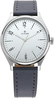 Titan Titan Workwear Urban Edge Quartz Analog Silver Dial Black Leather Watch for Men - 1802SL02