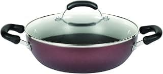 Meyer Merlot Aluminium Non-Stick Kadai | Kadhai with Glass Lid | Kadai for Deep Frying and Stir Frying | Gas and Induction Compatible ) 100% Toxic Free, 30cm/ 4.31 Litre