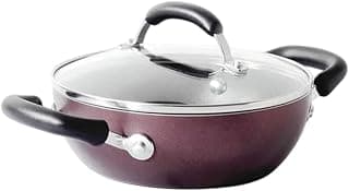 Meyer Merlot Aluminium Non-Stick Kadai | Kadhai with Glass Lid | Kadai for Deep Frying and Stir Frying | Gas and Induction Compatible 100% Toxic Free, 24cm