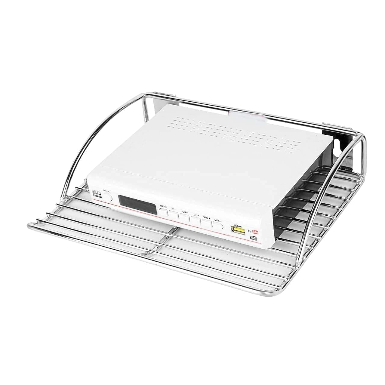 Namani Stainless Steel WiFi/Setop Box Stand Holder Wall Shelf/Living Room WiFi Router Holder/WiFi Stand tv Setop Box, Bathroom Shelf Wall Mount Silver for Home & Bedroom Decor (Pack of 1)