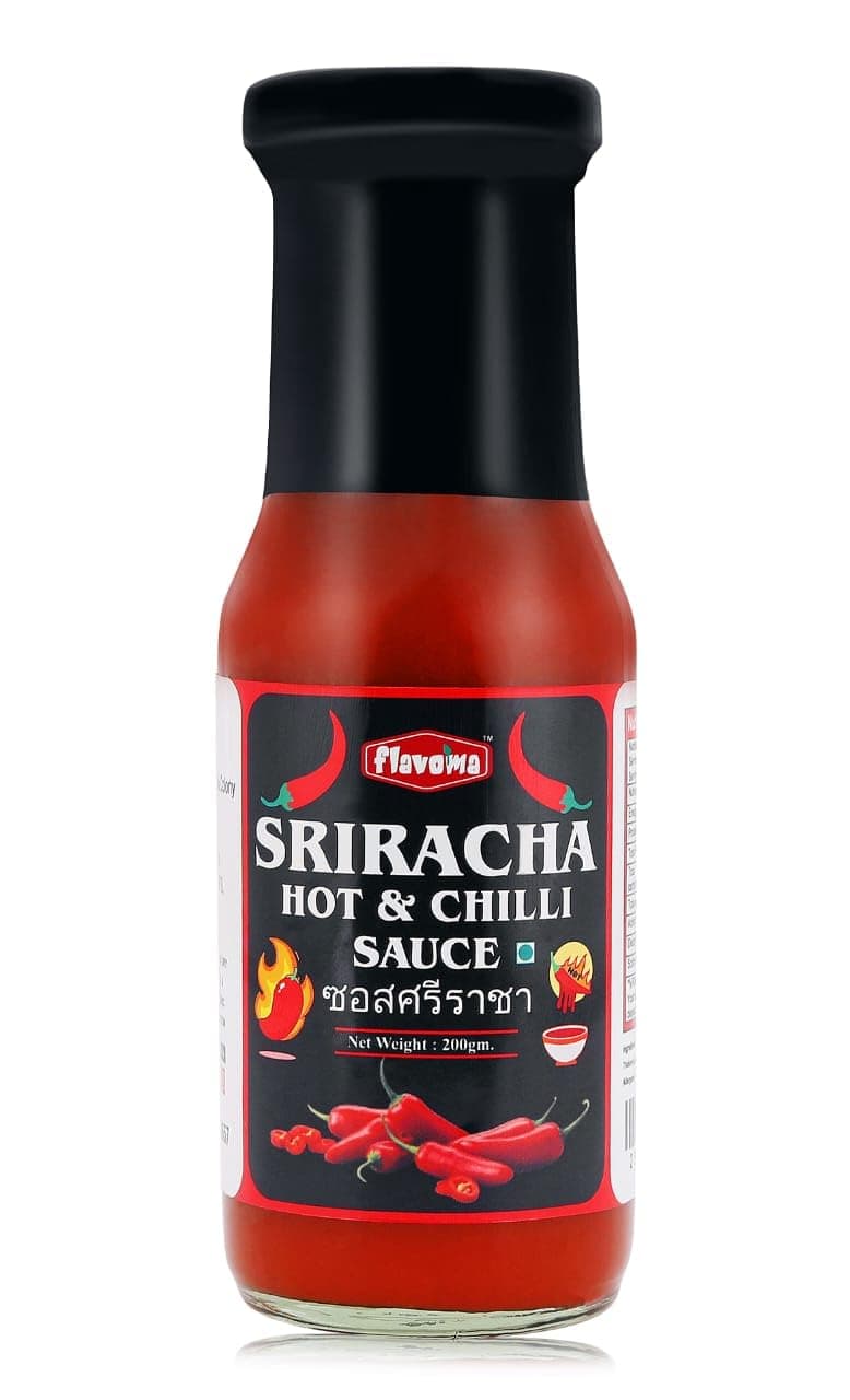 Flavoma Sriracha Hot Chilli Sauce, 200gm [Thai Cuisine | Versatile Sauce | Use as Ingredient or Condiment | Tangy Garlic Chilli Flavor]