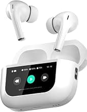 Wireless Earbuds with LED Display, White, Bluetooth Earphones with Charging Case, Touch Control