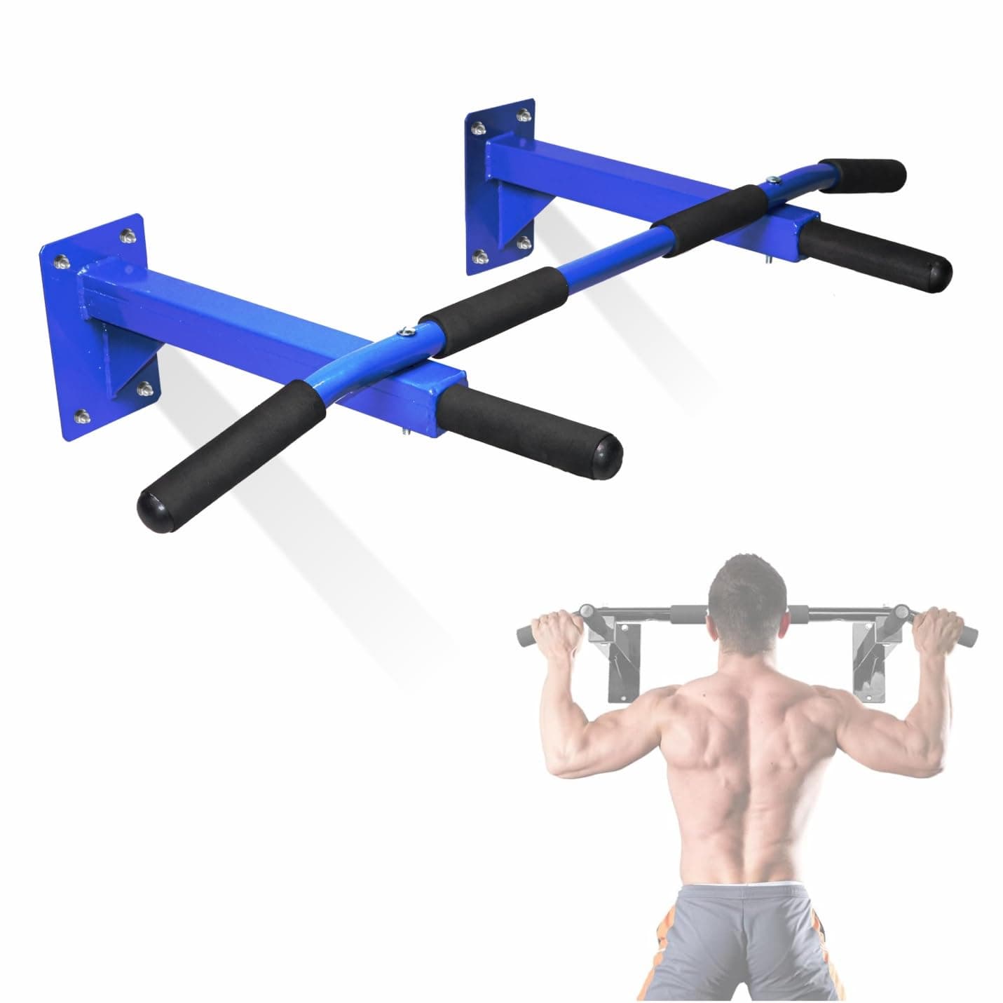 Artino Wall Mounted Pull-Up Bar for Home Gym – Multi-Grip Chin-Up Bar, Heavy Duty Steel Frame, 120 kg Capacity – Includes Mounting Kit