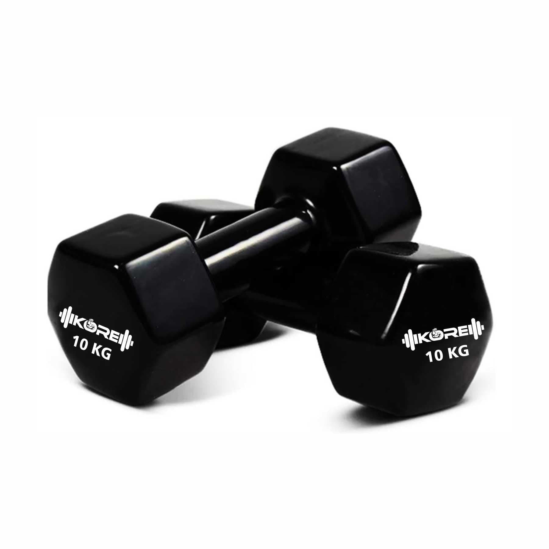 Kore Professional Vinyl 10 Kg (Set of Two) Dumbbells Home Gym Exercise Equipment for Men & Women
