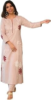 ANNI DESIGNER Kurta Set for Women Erode Rayon Printed | Kurti Set for Woman | Kurta Pant 2 Piece Outfit | Round Neck 3/4 Sleeve Straight Fit Ethnic Dress Stylish Kurta Sets for Women Clothing