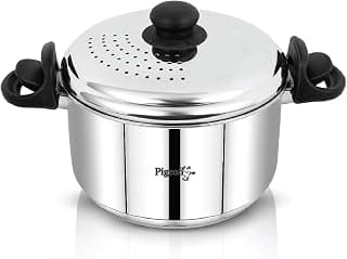 Pigeon Stainless Steel Strainer Mate Without Glass Lid (3.7 Liter)& Without Idli Plates- Cooking Strainer Pot for Pasta, Noodles, Vegetables & Rice|Anti-Locking Design|Induction Base | ISI Marked