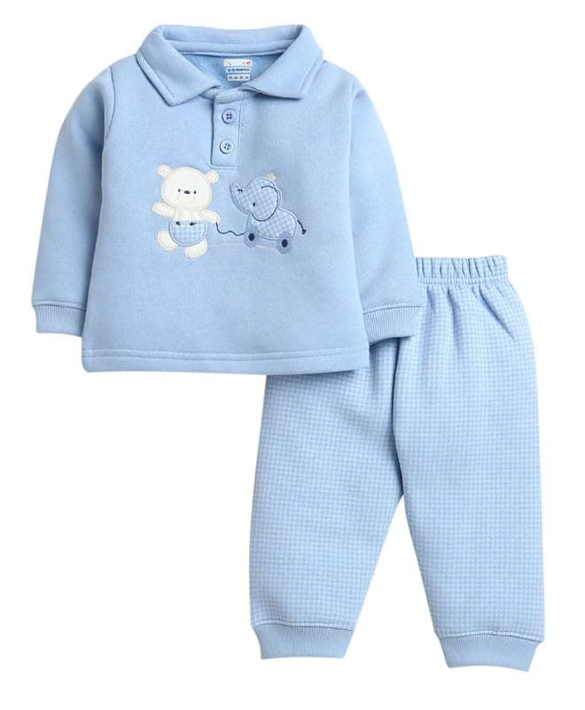 BUMZEE boys Regular Fit Full Sleeves Collar Neck Fleece Fleece Winter Wear Set