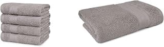 TRIDENT Cotton Collection - Charcoal Hand Towels (4pc) + Bath Towel (69x137cm) | 500 GSM | Air Rich Design