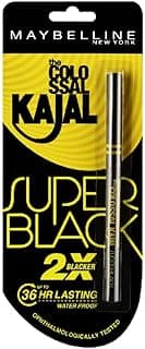 Maybelline New York Matte Kajal Cream, Super Black, Intense Colour, Sharp Definition, Long-Lasting, Colossal Kajal, 0.35G