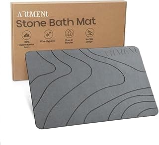 The Artment your artistic apartment Diatomite Terradry Stone Bathroom Rectangular Shower Mat, Non-Slip Super Absorbent Quick Drying Bathroom Mat | Natural & Easy to Clean (Regular) (35 X 45 CM)