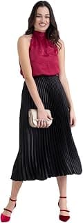 FableStreet Women Skirt Casual & Festive | Elegant Flared Fit High Rise Knife Pleats All-Over Floral Print | Wrinkle-Resistant Woven Fabric for Summer & Outings