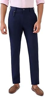 Park Avenue Men Commutech Fit Plain Pattern Poly Viscose Blend Flat Front Casual Trouser