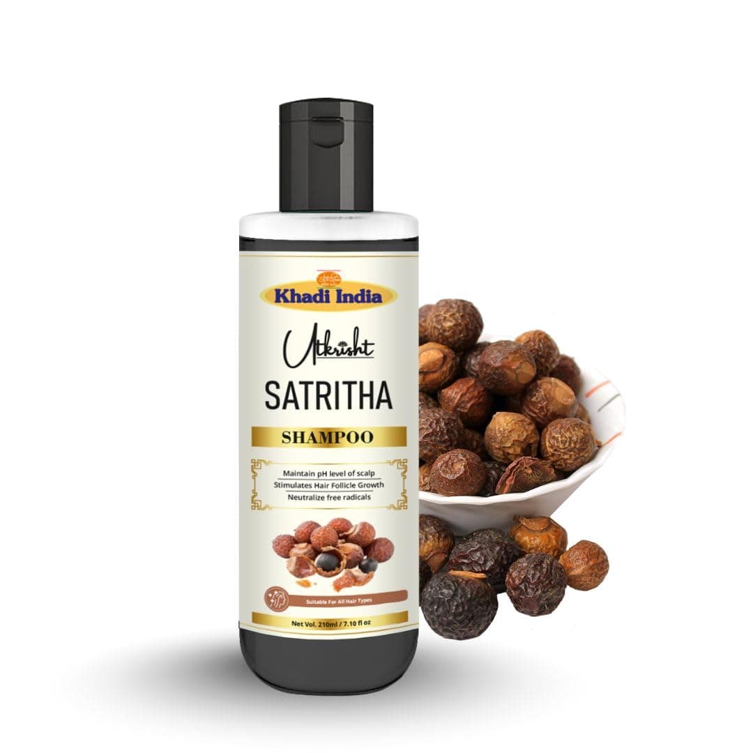 Utkrisht Khadi Natural Satritha Hair Shampoo for Scalp Cleansing, Hair Strength & Healthy Hair Growth | Suitable for All Hair Types | 210ml