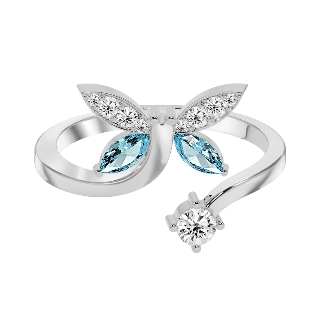 Clara 925 Sterling Silver Butterfly Pendant Earring Chain Bracelet Ring Jewellery Set | Rhodium Plated, Swiss Zirconia | Gift for Women & Girls