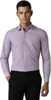 Louis Philippe Men's Easy to Iron Premium Cotton Wrinkle Resistant Slim fit Striped Formal Shirt