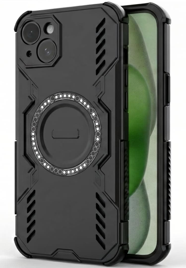 ShieldTech Back Cover Case for Apple iPhone 15 | 360° Protection Mobile Phone Case Mag-Safe | Camera Protection | i Phone 15 Back Case | iPhone15 - Black TPU+PC