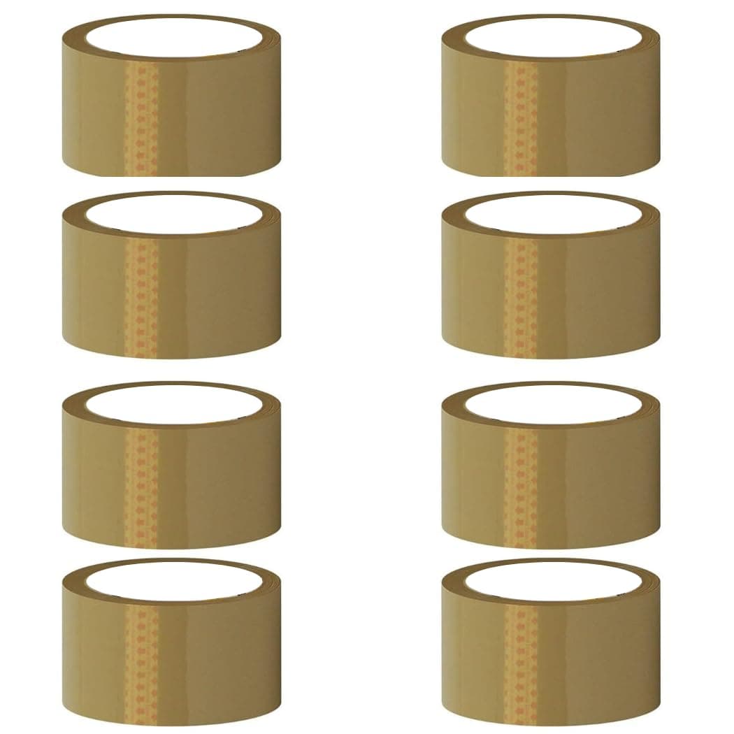 ZOHRA® Pack Of 8 Per Pack Self Adhesive Brown Packing Cello Tape - 65 Meters in Length - 48mm Width, BOPP Industrial Packaging Tape for E-Commerce Box Packing