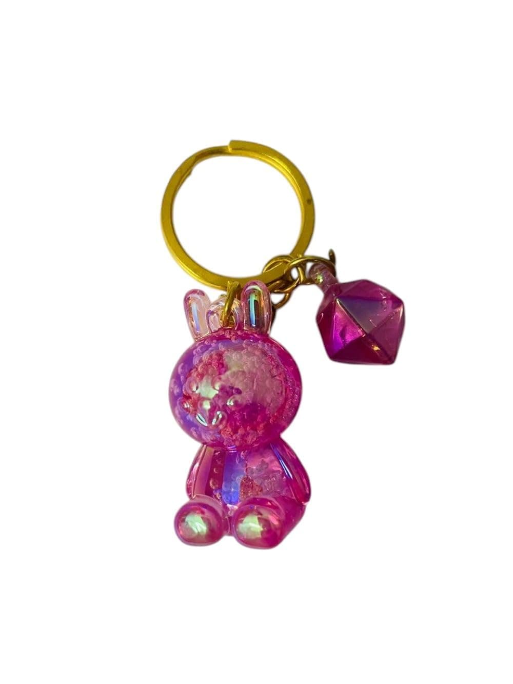 Eleonora Crystal Rabbit Keychain with Gem Charm, Iridescent colours, Gold Ring for Girls boys Return Gifts party favours Kanjak (Random Colours) pack of 1