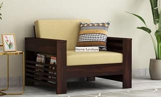 Home Furniture Wooden Sofa Set for Living Room and Office Single Seater (1 Seater, Walnut Finish)