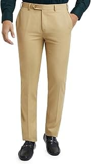 Raymond Men Slim Fit Solid Pattern Polyester Blend Pleatless Formal Trouser