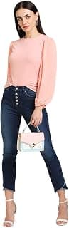 Kazo Puff Sleeves Textured TOP Pink