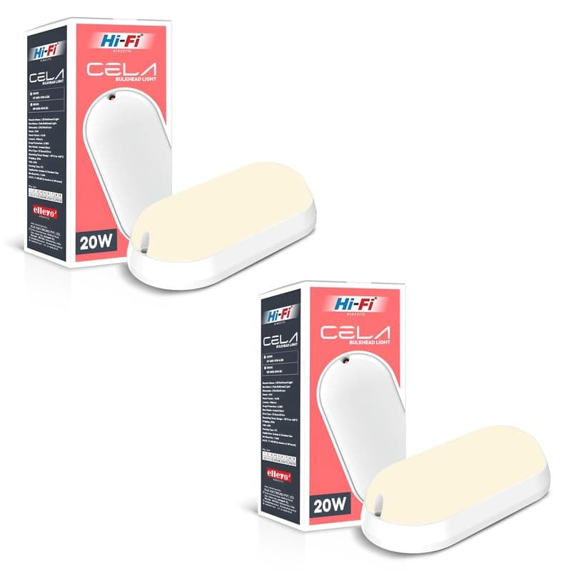 elleys' 20W LED Bulkhead, IP54 Outdoor Waterproof Bulk Head for Garden Light, 20W Wall lamp, Fire Retardant Plastic, IP54 & ROHS Compliant (3000K Warm White), Pack of 2