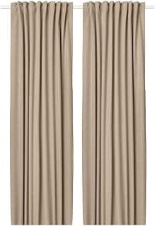 Ikea ROSENMANDEL Room Darkening Curtains, 1 Pair, Yellow-Beige/with Heading Tape, 135x250 cm (53x98)