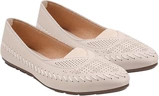 Shoetopia Women's Laser-Cut Perforated Ballet Flats - Comfortable & Stylish Slip-On Bellies