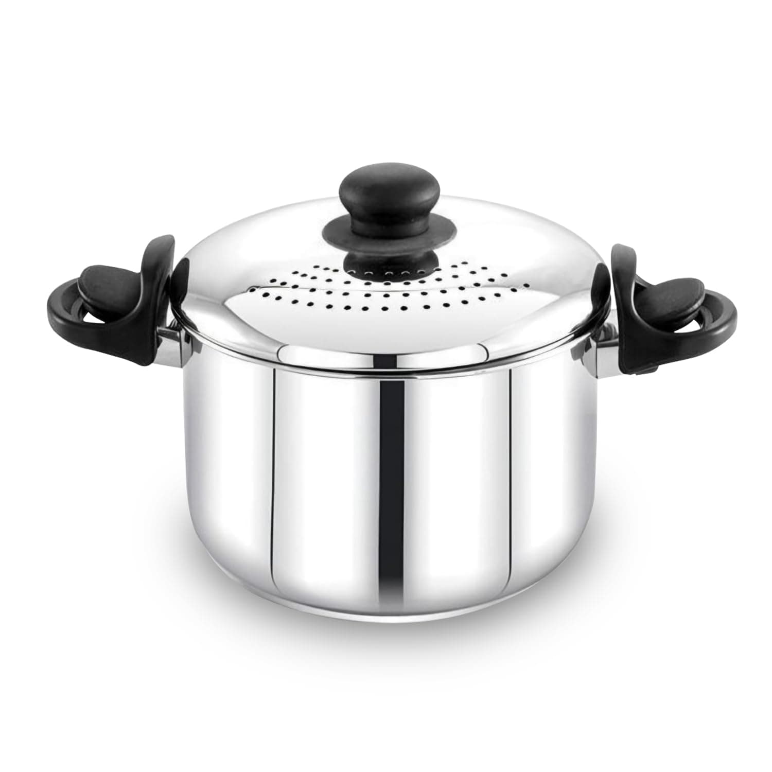 AVIAS Stainless Steel Rice/Pasta Strainer Pot 3.7L with Built-in Strainer and Locking Lid | Triply Bottom | for Rice, Pasta, Noodles, SOYA & Vegetables | Induction & Gas Compatible