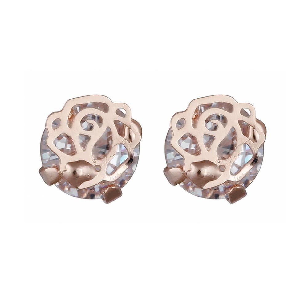 Aaishwarya Rose Gold Plated Floral Crystal Stud Earrings for Women and Girls | Dainty Earrings | Elegant Jewelry Gift | Stylish Studs | Casual Wear Accessories