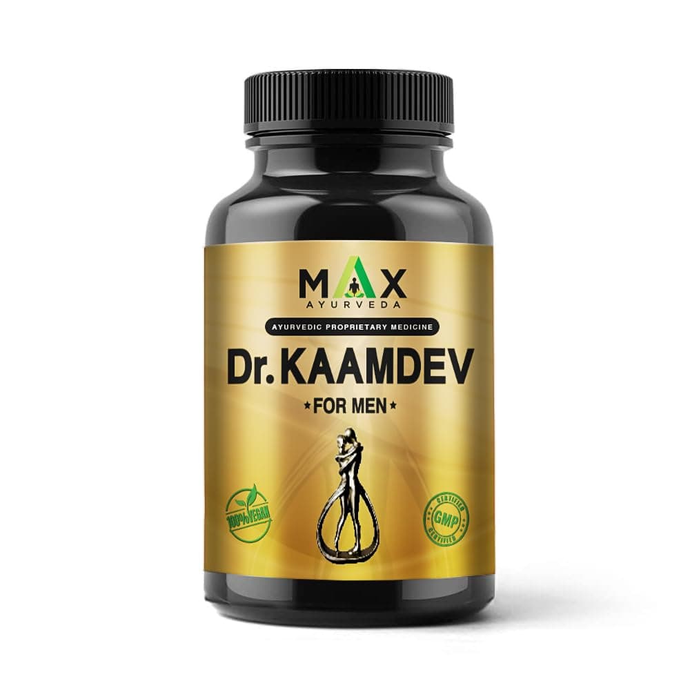Max Ayurveda Dr. Kaamdev Capsules for Men (30 Capsules) - 100% Vegan and GMP Certified | Herbal Supplement | Stamina, Power and Energy Booster