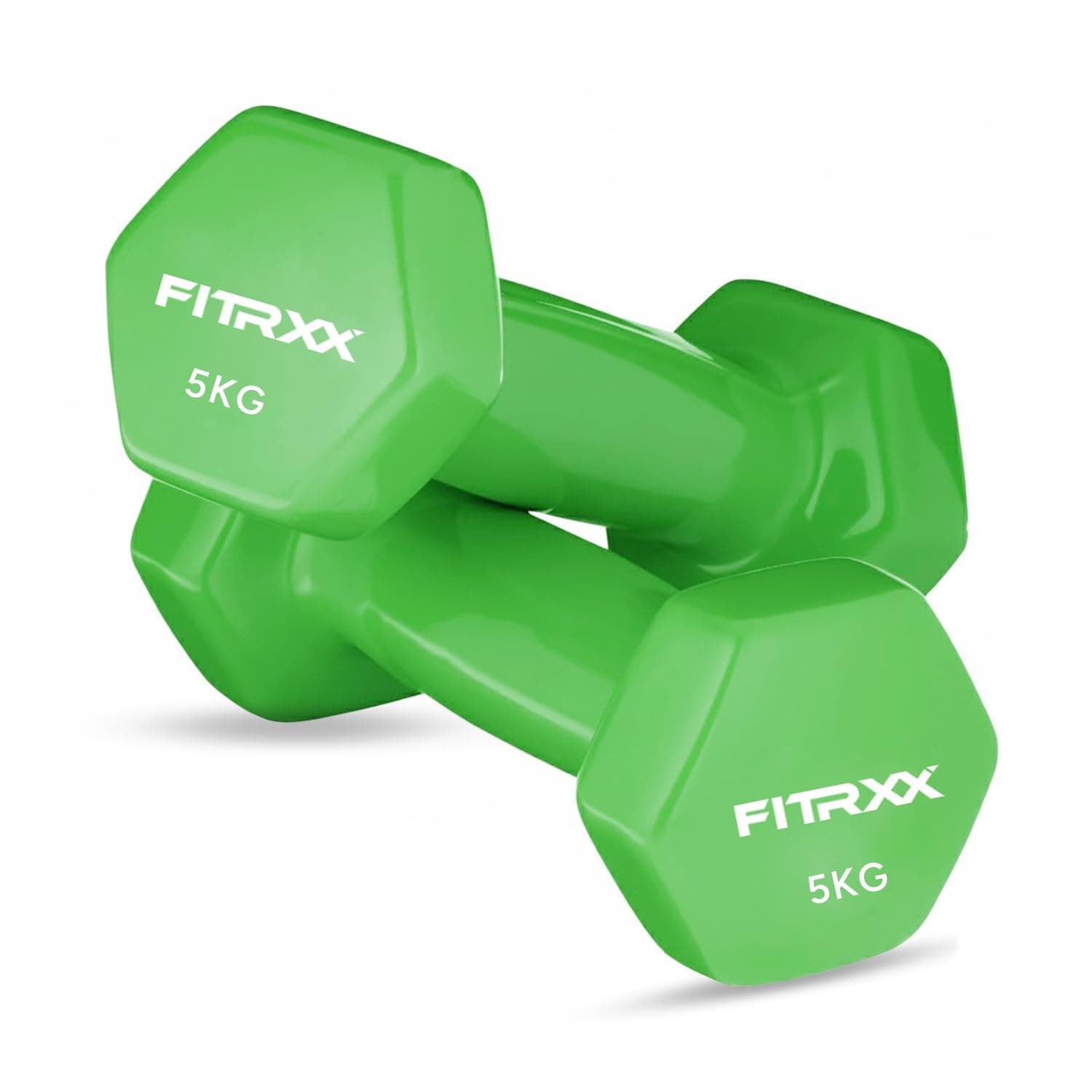 Fitrxx Vinyl Dumbbells 5 kg | Men and Women | Non-Slippery Dumbbell for Home and Gym | Full Body Workout | (Set of 2)