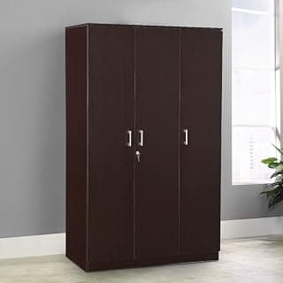 HomeTown Prime Engineered Wood Three Door Wardrobe in Wenge Colour