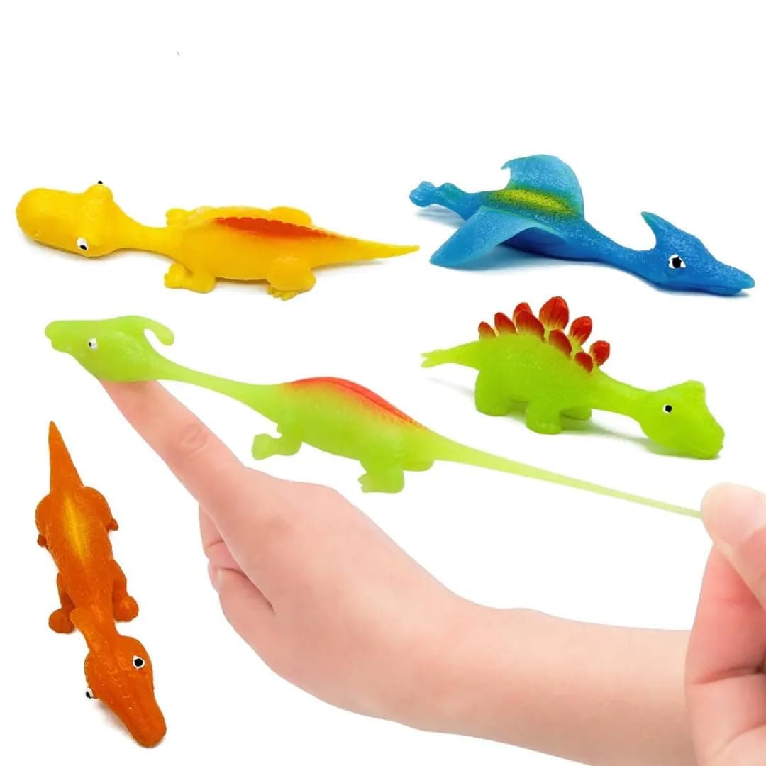 Sawkirp darshraj Stretchy Dinosaur Toys, Colorful Rubber Throw Toy Figures Set, 5 Pack, Kids Party Favors