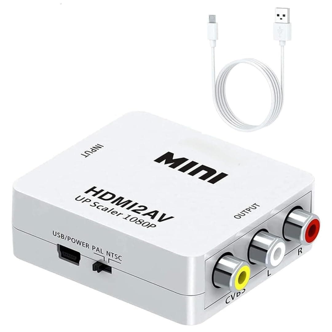 MICROWARE HDMI to RCA AV Adapter Converter Compatible with Android TV Smart Box Lap for 480P NTSC/PAL HDMI2AV
