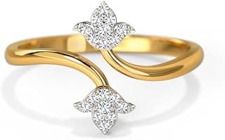 Heer Collection Cubic Zirconia Adjustable Golden Lotus Design Ring For Men And Women