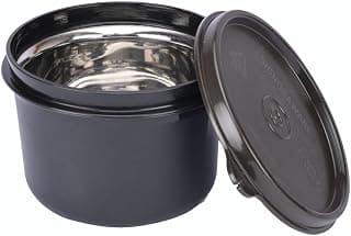 Signoraware Monarch Stainless Steel Storage Container | Airtight & Leakproof | Microwave Safe | Preserves Freshness & Aroma | Best for School, Office, Travelling & Outdoor Activities (500ml | Black)