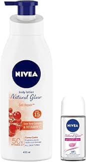 NIVEA Body Lotion, Extra Whitening Cell Repair SPF 15, For All Skin Types, 400ml And NIVEA Deodorant Roll-on, Whitening Smooth Skin, 50ml