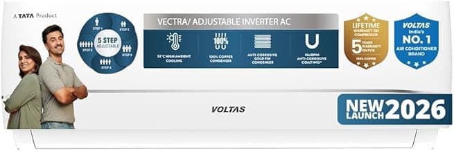 Voltas 1.5 ton 3 star,New star rated, Rating Inverter Split AC (Copper, Convertible 5-in-1 Cooling Mode, 2-Way Air Swing, Anti-dust Filter with Anti Microbial Coating, Auto Clean (183INV CAV, White)
