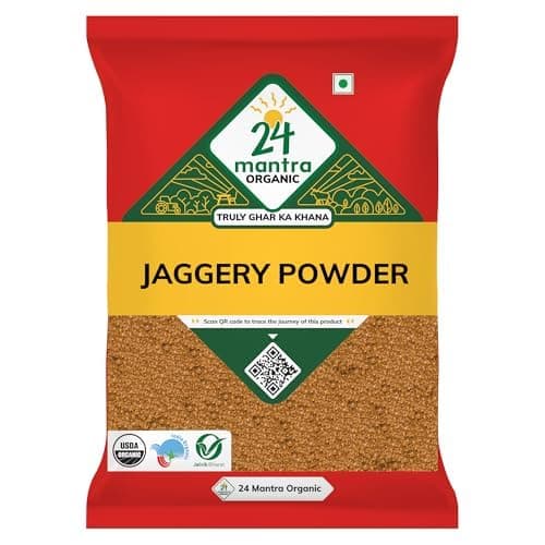 24 Mantra Organic Unbleached Jaggery Powder 1 Kg | Healthy Sugar Substitute, Unrefined & Unadulterated | Certified Organic & Chemical Free