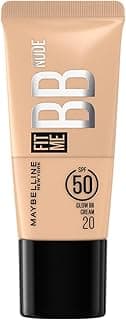 Maybelline New York Fit Me Glow BB Cream, SPF 50 + 24H Hydration With Niacinamide & Hyaluronic Acid, Dewy Finish for Normal to Dry Skin- Shade 20, 25ml
