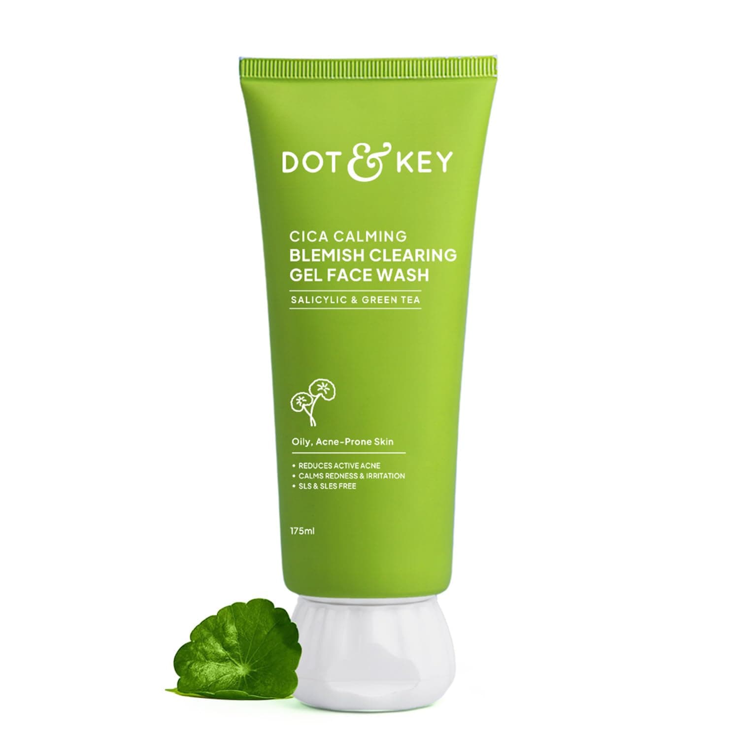 Dot & Key CICA Face Wash for Acne Prone Skin, 2% Salicylic Acid with Green Tea | For Oily & Sensitive Skin | Sulphate Free for Men & Women | Oil Control Face Wash with Zinc | 175ml