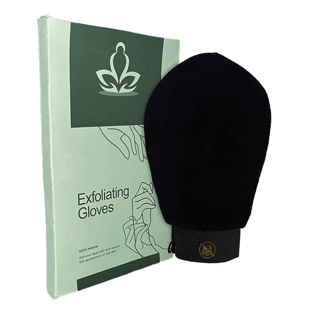 Moroccan Hammam Exfoliating Kessa Scrub Glove Shower Scrub Gloves Body Facial Tan Massage Mitt (Pack of 1, Black)